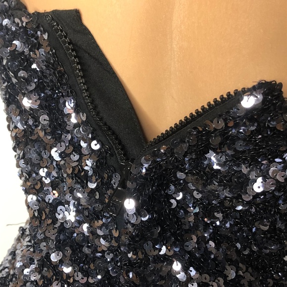 CACHE sequin black asymmetrical top S - Picture 6 of 8